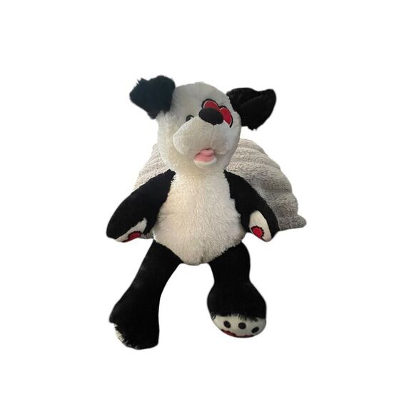 Build-A-Bear White Black Red Heart Kisses Puppy Dog Plush Stuffed Animal 18" - Picture 5 of 9